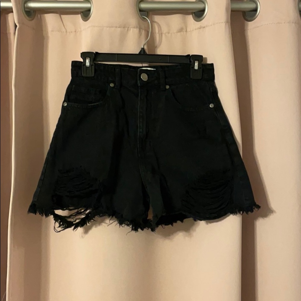 Black jean shorts